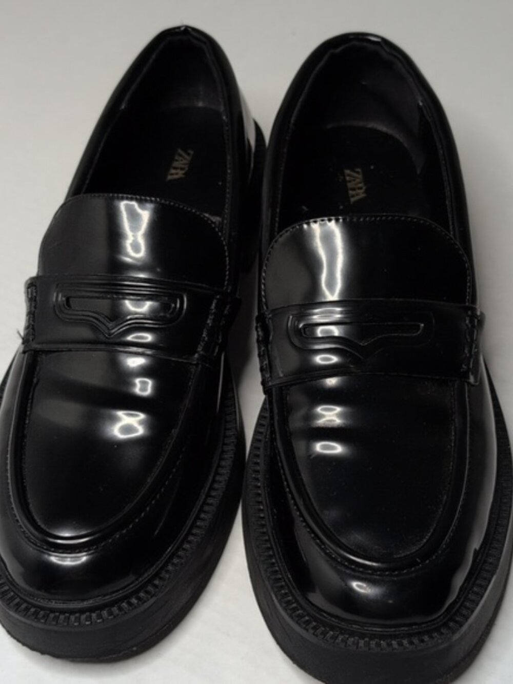Zara Faux Patent Leather Penny Loafers
